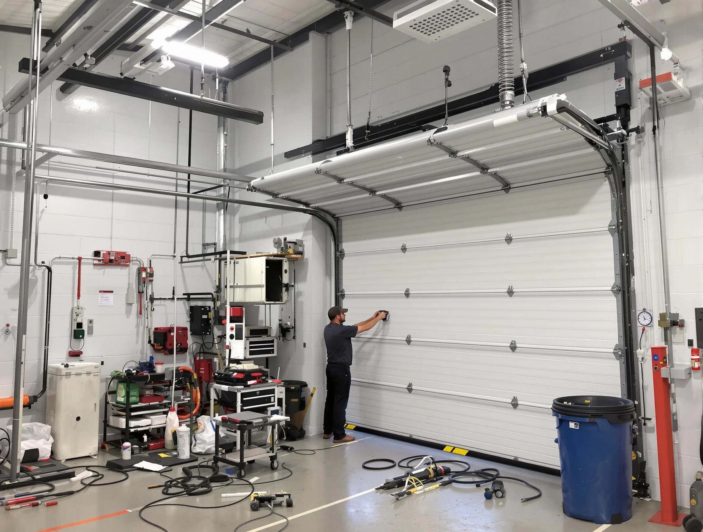 Mountain Park Garage Door Repair certified technician performing commercial door repair at a Mountain Park business facility