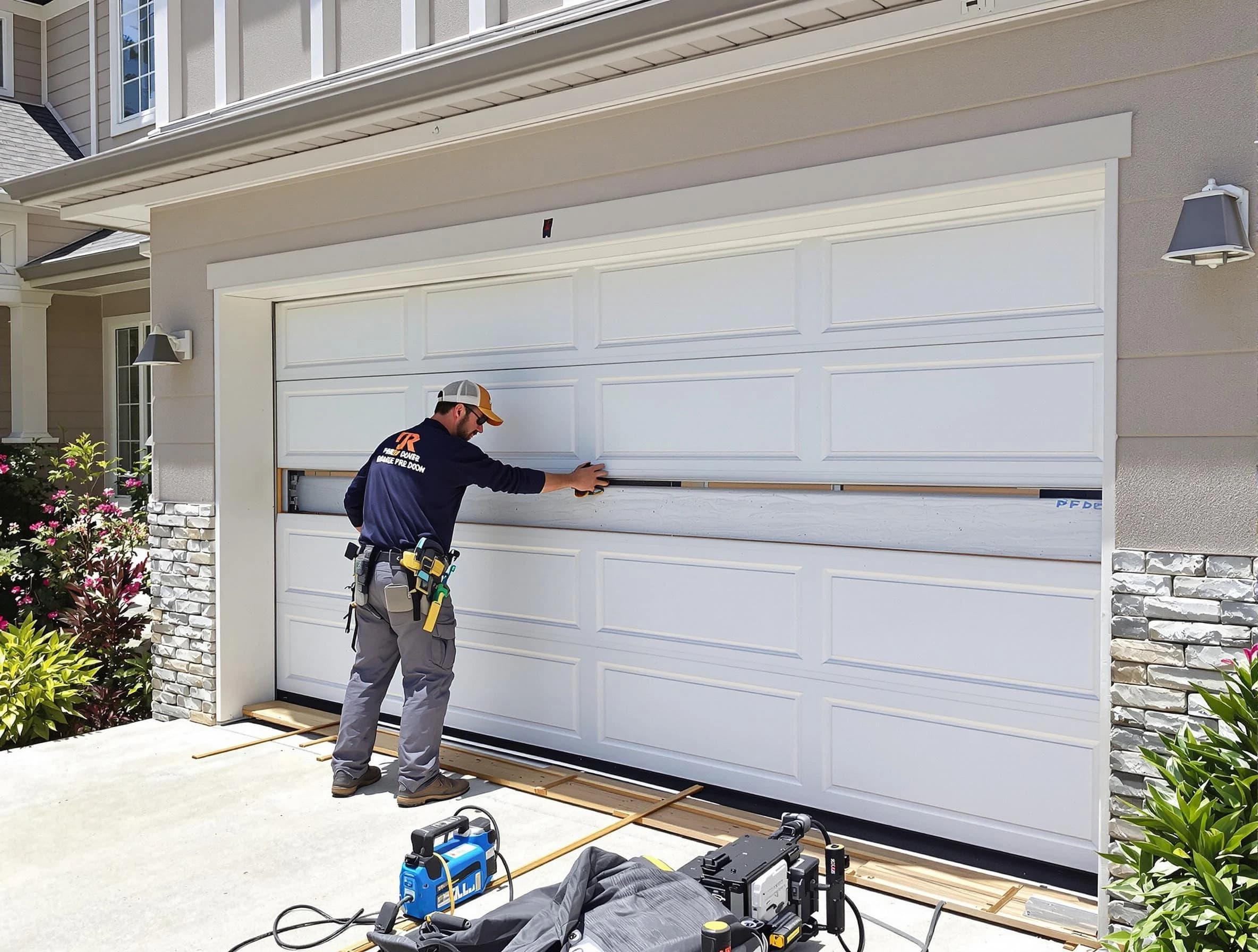 Mountain Park Garage Door Repair team performing complete garage door replacement at Mountain Park residence