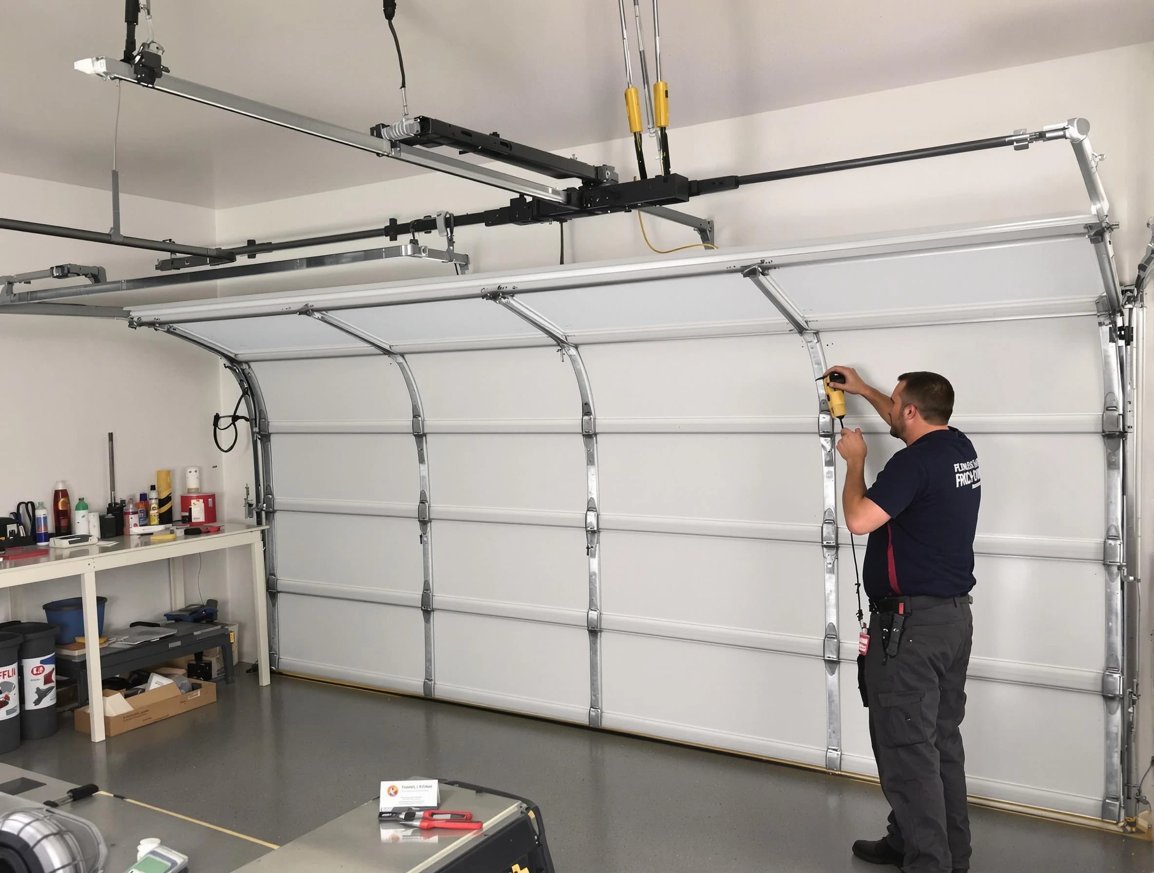 Mountain Park Garage Door Repair certified technician performing overhead door system repair in Mountain Park