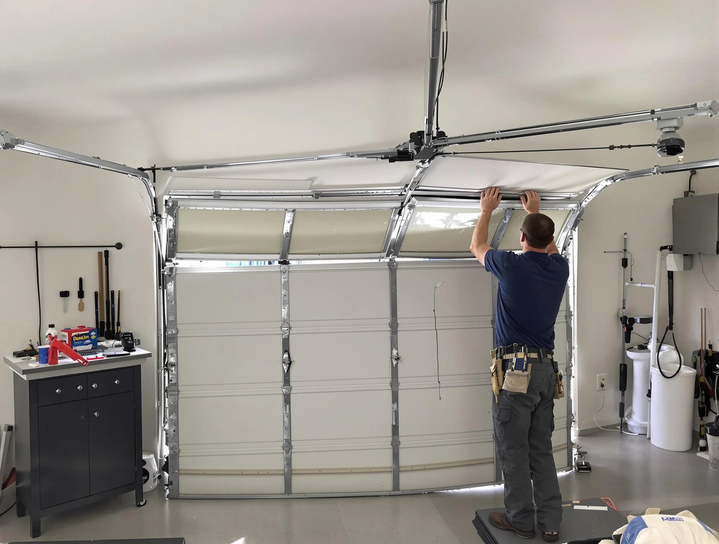 Mountain Park Garage Door Repair specialist performing precise section replacement on Mountain Park garage door