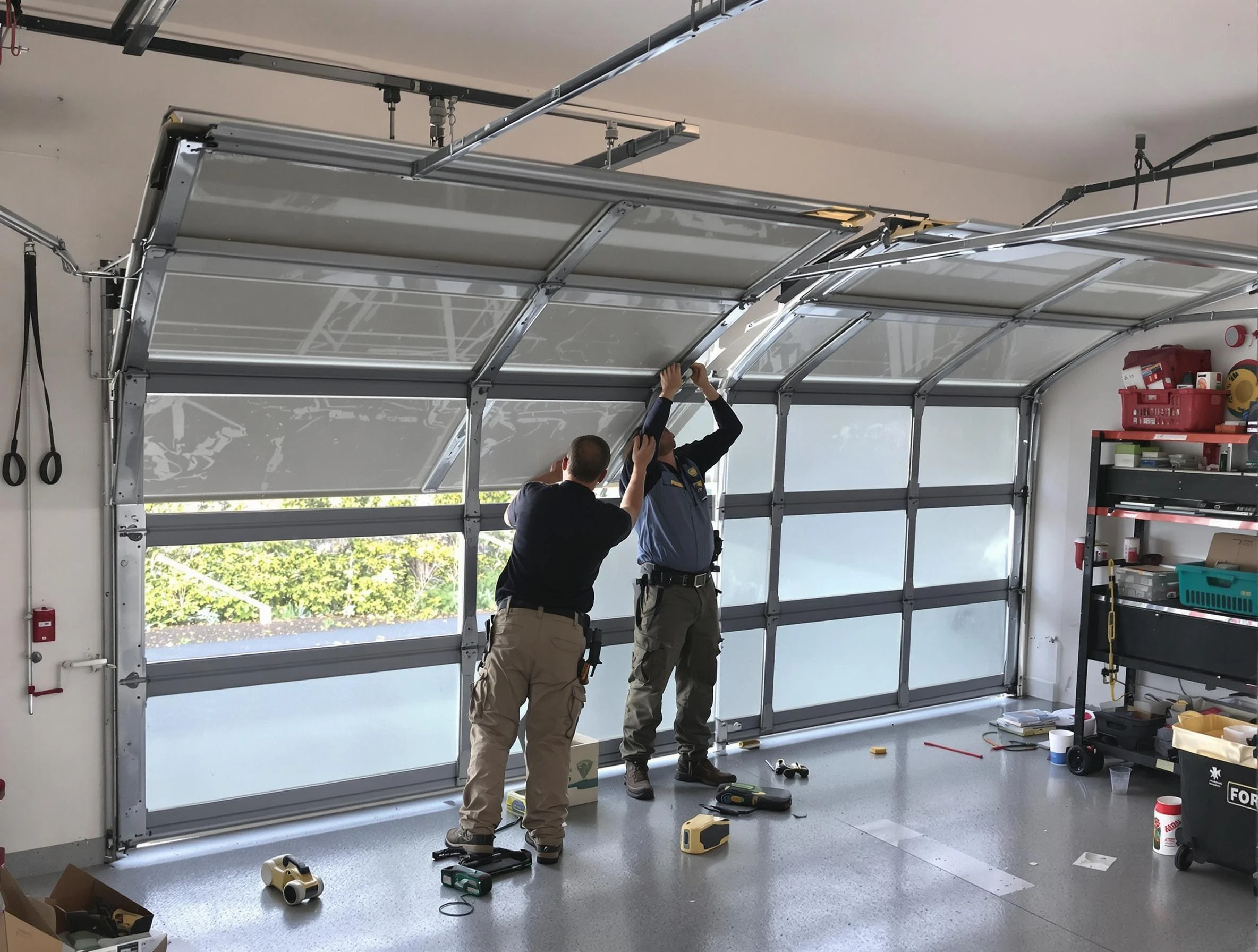 Mountain Park Garage Door Repair expert performing precise panel replacement on Mountain Park garage door
