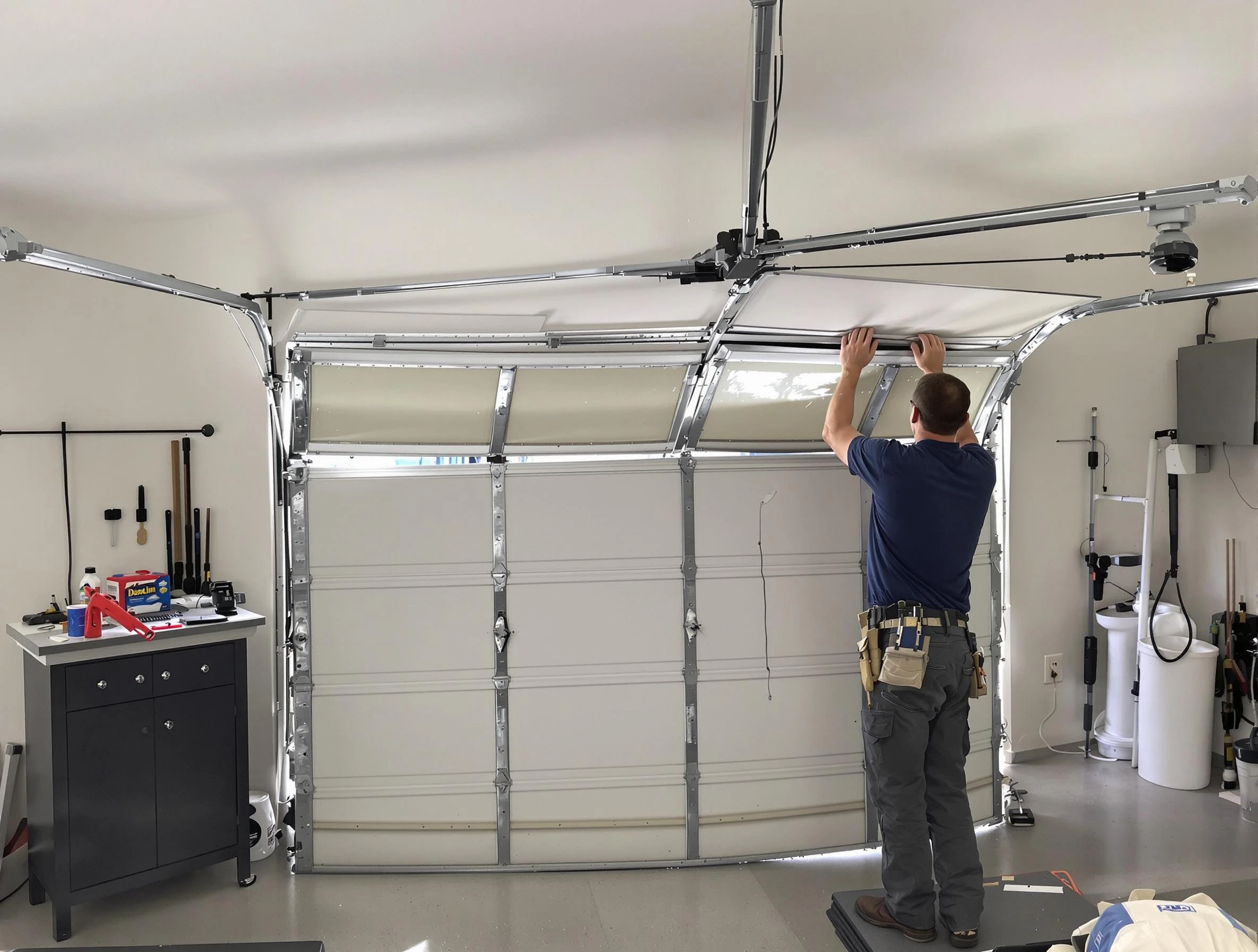 Mountain Park Garage Door Repair specialist performing precise section replacement on Mountain Park garage door